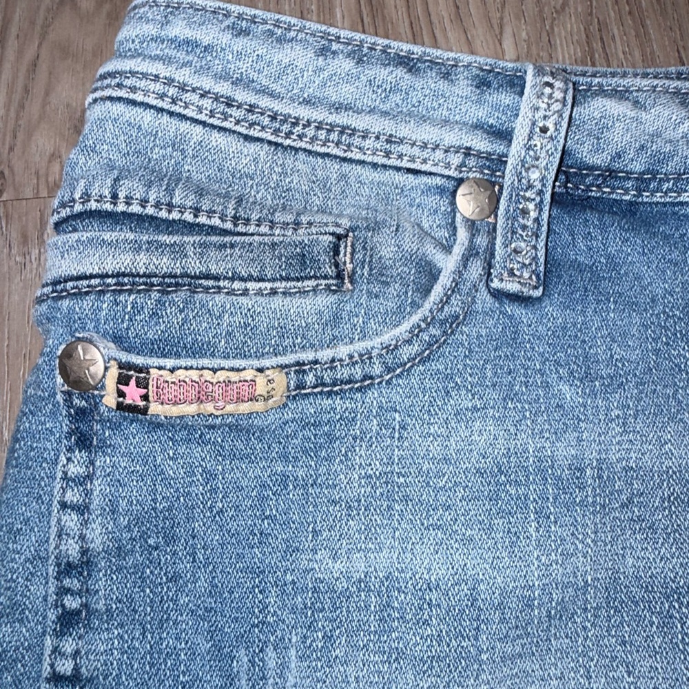 Bubblegum Blue Denim Mini Skirt with Heart Details - Picture 7 of 8